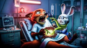 Новая семейная сцена. Ник беременна?! Инопланетный червь в животе Ника. Зверополис 2