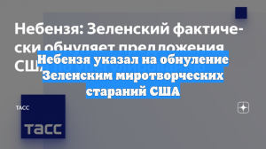 Небензя указал на обнуление Зеленским миротворческих стараний США
