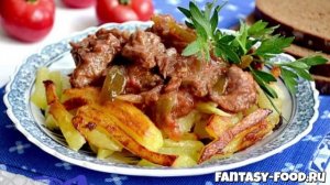 Азу по-татарски с говядиной и солеными огурцами