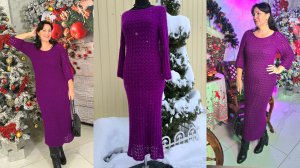 ✨️"Лиловый снег" платье спицами✨️Реглан сверху с ростком✨️Мастер-класс ✨️