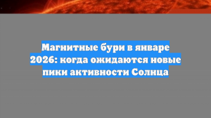 Магнитные бури в январе 2026: когда ожидаются новые пики активности Солнца