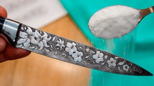 Рисую солью по стали | Художественное травление на ноже.