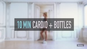 10 MIN CARDIO + BOTTLES - calorie burn, small weights - arms + standing abs - Pamela Reif