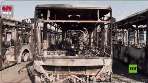 حافلات محروقة في طهران وسط أعمال شغب تصاحب احتجاجات إيران