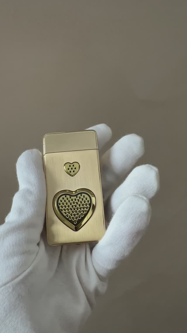 Электрозажигалка с записью голоса и двойной дугой, золотистая