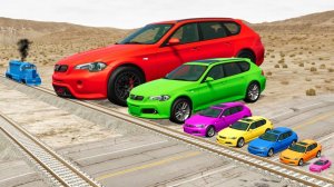 Машины против рельсов и поездов #9 😱 | BeamNG.Drive | Бемиджи Драйв