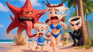 Балерина Капучина, преследуемая морской звездой-монстром, с малышкой Балериной Капучиной