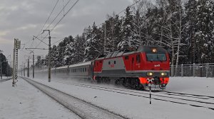 среди зимней сказки ЭП2К-494 с поездом №120 Москва–Саранск