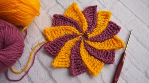 Цветок крючком для украшения КАК СВЯЗАТЬ.Уроки вязания для начинающих.Круглый мотив крючком Урок 185