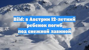 Bild: в Австрии 12-летний ребенок погиб под снежной лавиной