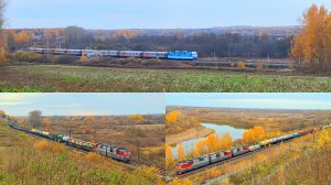 📹 Поезда на фоне красок осени 🍁🍂