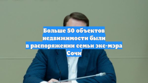Больше 50 объектов недвижимости были в распоряжении семьи экс-мэра Сочи