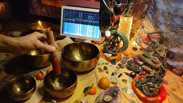 НАБОР НОРБУ  4 чаши 163 205 404 580 гц (тигровый глаз+бихар)   2.6кг