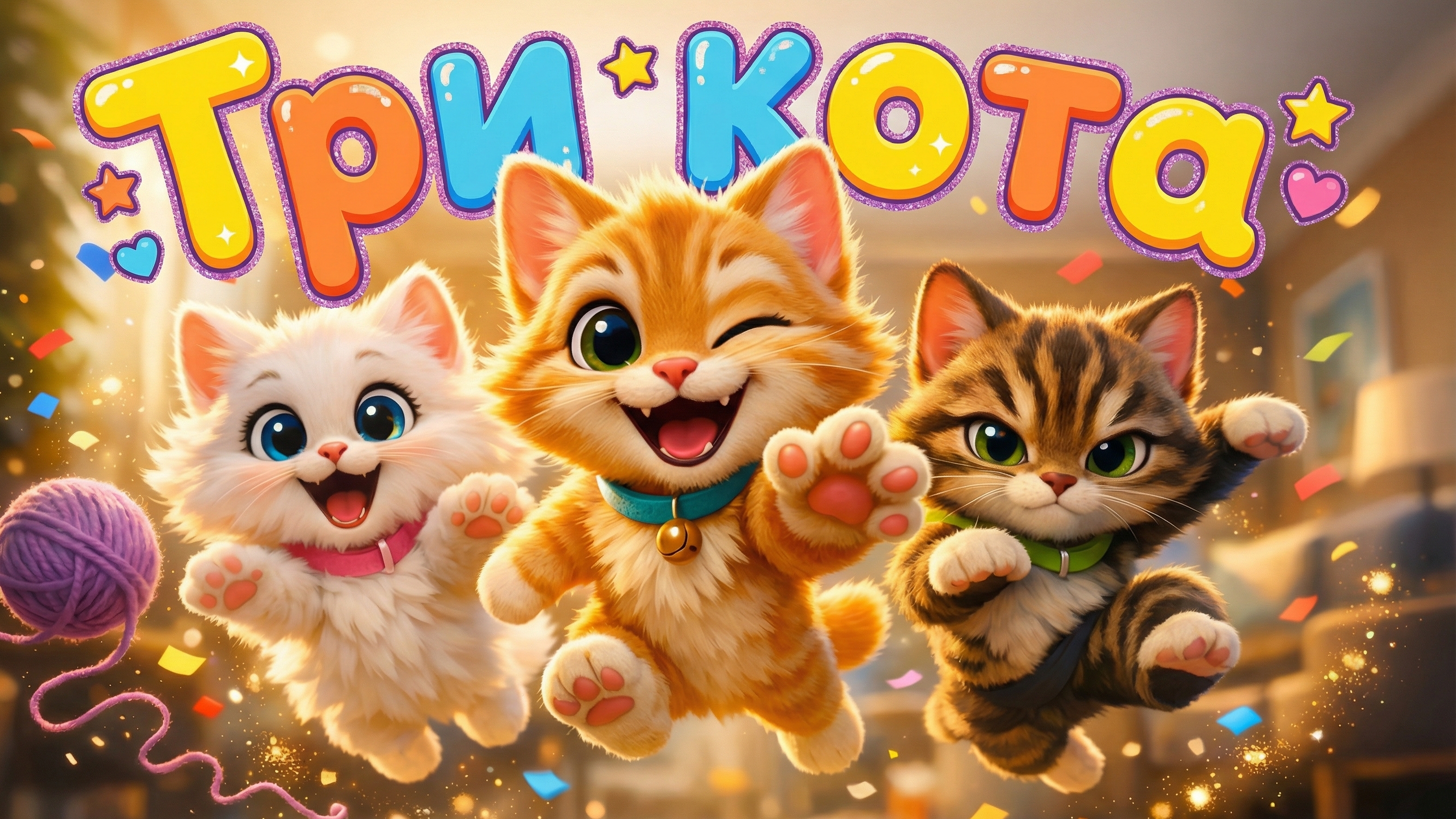 Три кота-разбойника 🐱 | Весёлая детская песенка | Песни для малышей | Мультик про котят смотреть онлайн