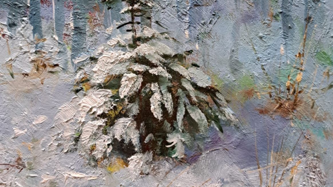 Выпал снег.Живопись маслом