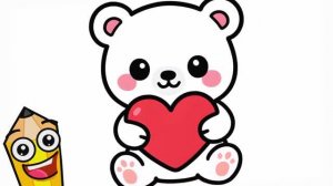 КАК ПРОСТО НАРИСОВАТЬ МИЛОГО БЕЛОГО ПОЛЯРНОГО МЕДВЕДЯ В СТИЛЕ КАВАЙИ ❤️