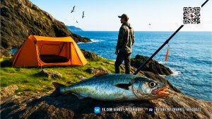 Одиночный кемпинг на удаленном океанском утесе. Поймал и приготовил