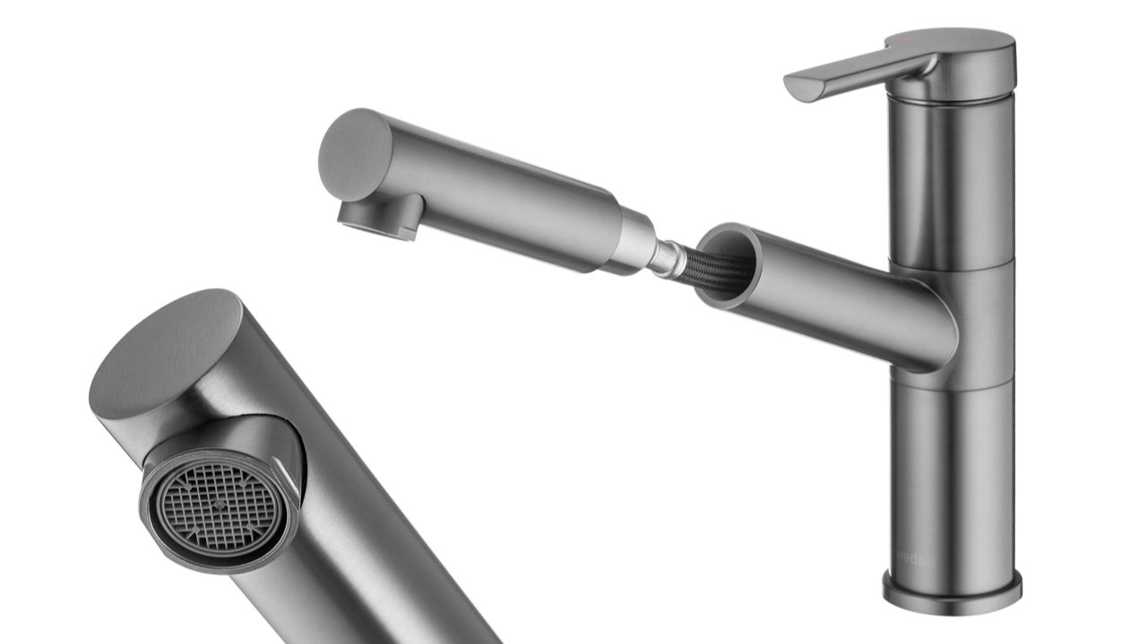 Распаковка кухонного смесителя с выдвижным изливом цвета графит Swedbe Selene 7043GT смотреть онлайн