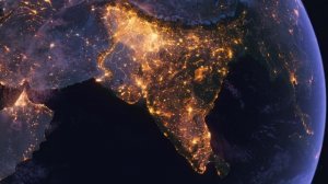 Бесплатное видео футаж, Планета Земля Ночью. Индия, Азия. Вид из Космоса с Орбиты. Ночной Глобус