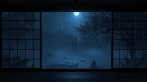 Ночной дождь за окном 🌙 Спокойный японский сад | 1 час для сна и расслабления