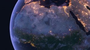 Бесплатное видео футаж, Планета Земля Ночью. Африка. Вид из Космоса с Орбиты. Ночной Глобус