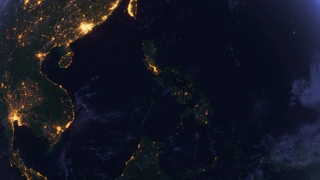 Бесплатное видео футаж, Планета Земля Ночью. Филиппины, Азия. Вид из Космоса с Орбиты. Ночной Глобус смотреть онлайн