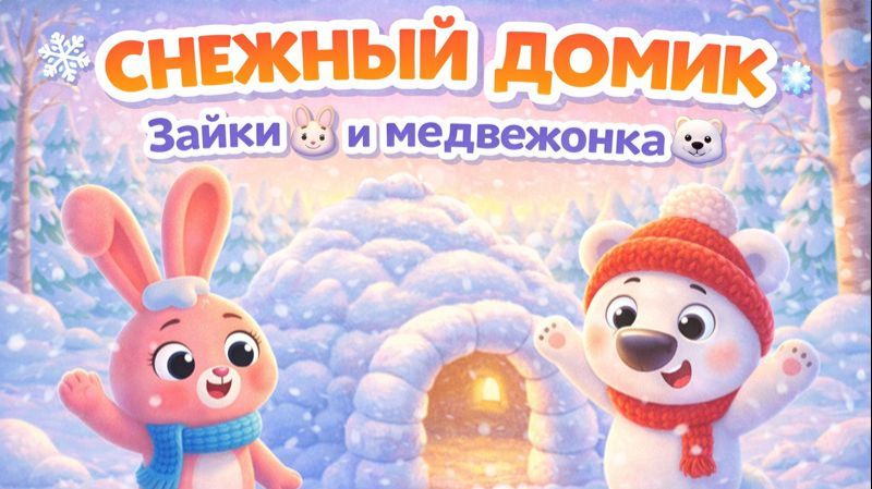 ПЕСЕНКА Мила — розовая зайка и Топа — белый медвежонок строят снежный домик ❄️ | Мультик для детей смотреть онлайн