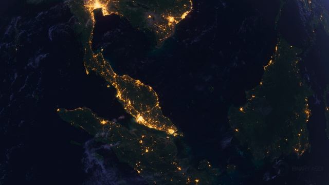 Бесплатное видео футаж, Планета Земля Ночью. Малайзия, Азия. Вид из Космоса с Орбиты. Ночной Глобус смотреть онлайн