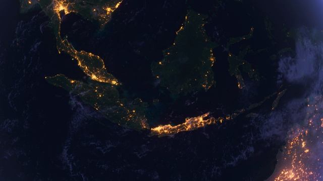 Бесплатное видео футаж, Планета Земля Ночью. Индонезия, Азия. Вид из Космоса с Орбиты. Ночной Глобус смотреть онлайн