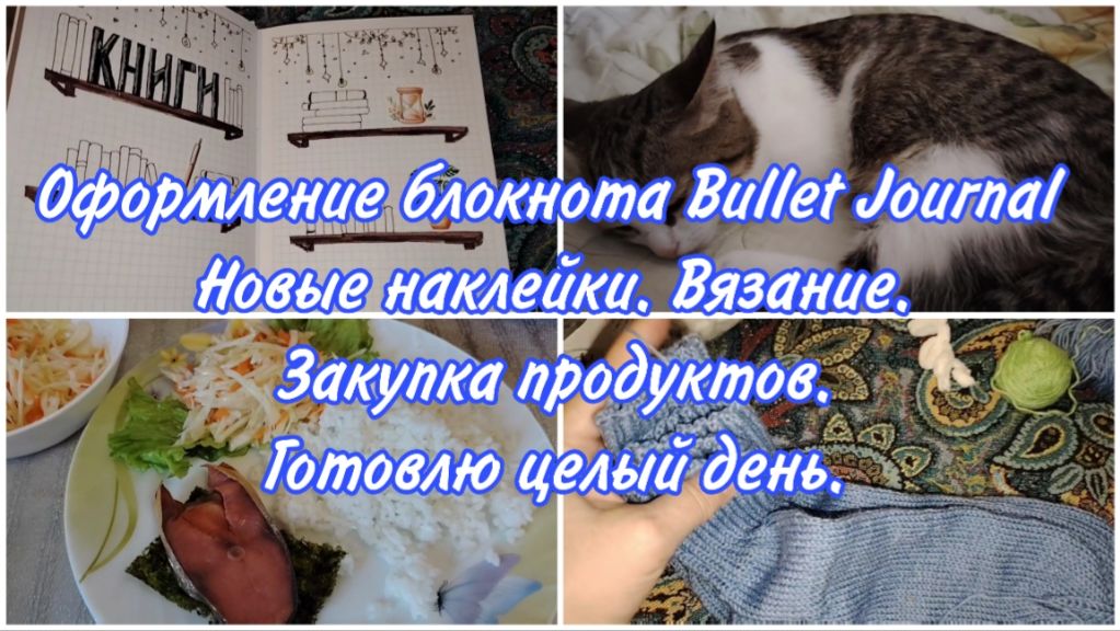Оформляю блокнот Bullet Journal. Вязание трёх носков разного размера. Много готовлю. Наша Кошечка.