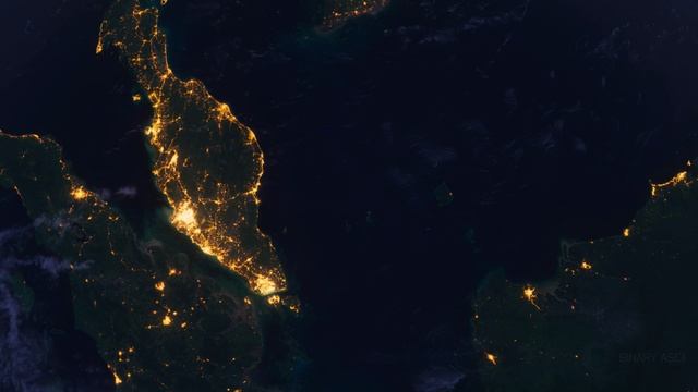 Бесплатное видео футаж, Планета Земля Ночью. Малайзия, Азия. Вид из Космоса с Орбиты. Ночной Глобус смотреть онлайн