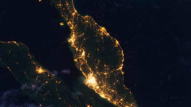 Бесплатное видео футаж, Планета Земля Ночью. Малайзия, Азия. Вид из Космоса с Орбиты. Ночной Глобус смотреть онлайн