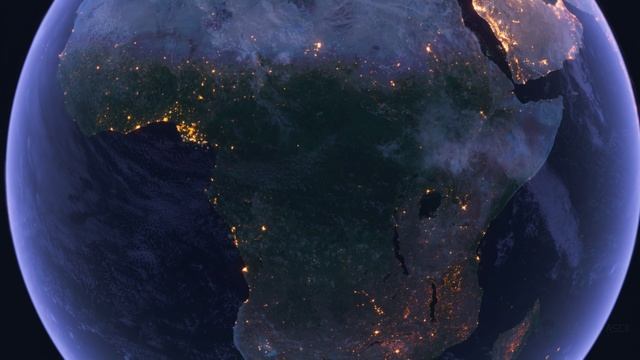 Бесплатное видео футаж, Планета Земля Ночью. Африка. Вид из Космоса с Орбиты. Ночной Глобус смотреть онлайн