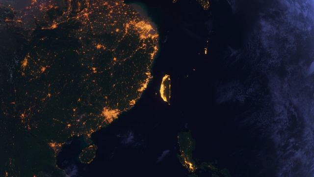Бесплатное видео футаж, Планета Земля Ночью. Тайвань, Азия. Вид из Космоса с Орбиты. Ночной Глобус смотреть онлайн