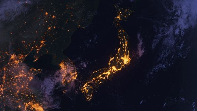 Бесплатное видео футаж, Планета Земля Ночью. Япония, Азия. Вид из Космоса с Орбиты. Ночной Глобус смотреть онлайн
