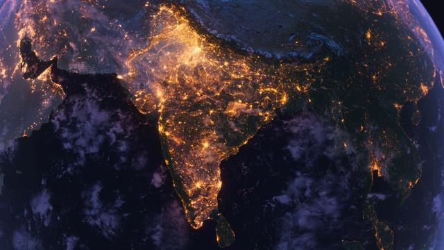 Бесплатное видео футаж, Планета Земля Ночью. Индия, Азия. Вид из Космоса с Орбиты. Ночной Глобус смотреть онлайн