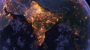 Бесплатное видео футаж, Планета Земля Ночью. Индия, Азия. Вид из Космоса с Орбиты. Ночной Глобус