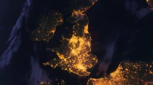 Бесплатное видео футаж, Планета Земля Ночью. Европа, Великобритания. Космос с Орбиты. Ночной Глобус