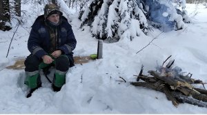 45. Поход в зимний лес. Посидел у костра.