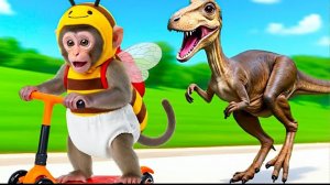 Мультики для детей, на обезьянку напали пчелы, видео про обезьянку/обезьяна видео