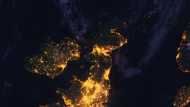 Бесплатное видео футаж, Планета Земля Ночью. Европа, Великобритания. Космос с Орбиты. Ночной Глобус смотреть онлайн