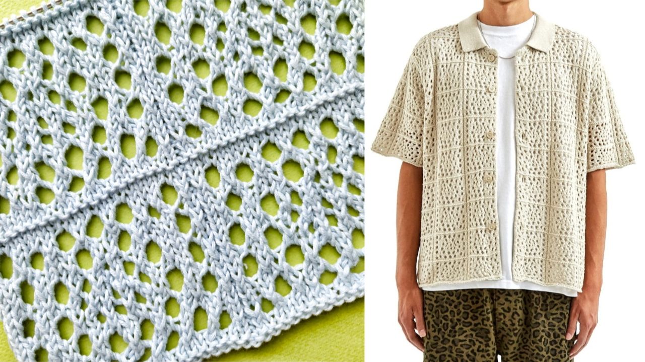 Ажурный узор мужской рубашки от американского бренда ⭐ Разбор узора от подписчицы ⭐ Схема смотреть онлайн