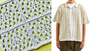 Ажурный узор мужской рубашки от американского бренда ⭐ Разбор узора от подписчицы ⭐ Схема