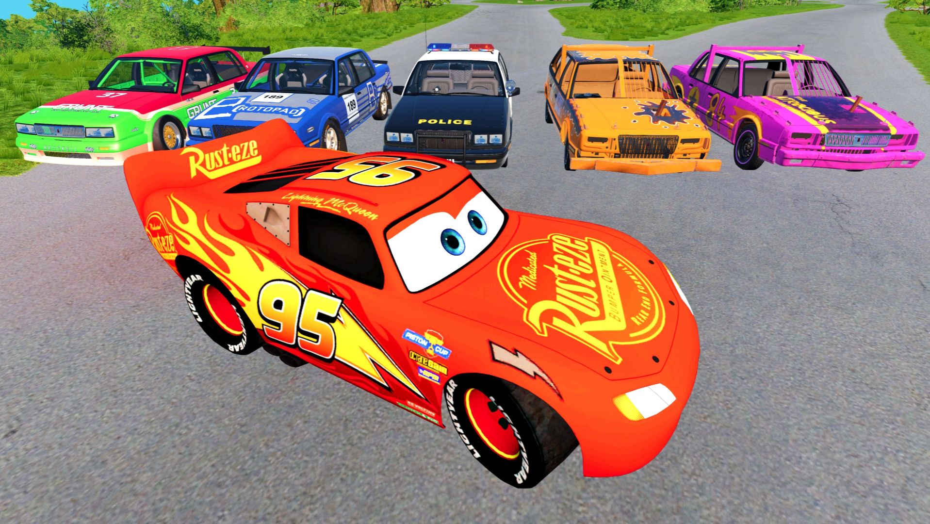 МУЛЬТИКИ ПРО МАШИНКИ: забавные трюки и смешные падения на горке! смотреть онлайн