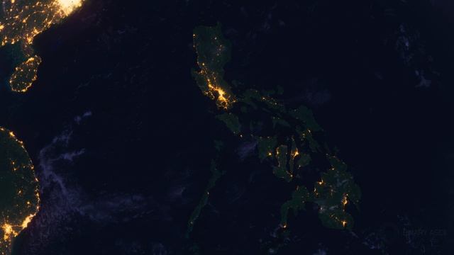 Бесплатное видео футаж, Планета Земля Ночью. Филиппины, Азия. Вид из Космоса с Орбиты. Ночной Глобус смотреть онлайн