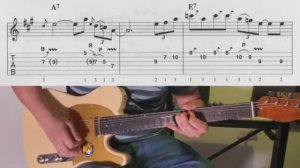 Blues in A(guitar solo,tab,backing track)