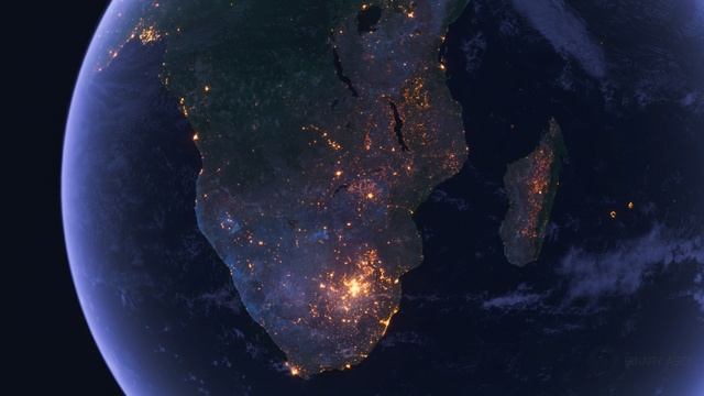 Бесплатное видео футаж, Планета Земля Ночью. Африка. Вид из Космоса с Орбиты. Ночной Глобус смотреть онлайн