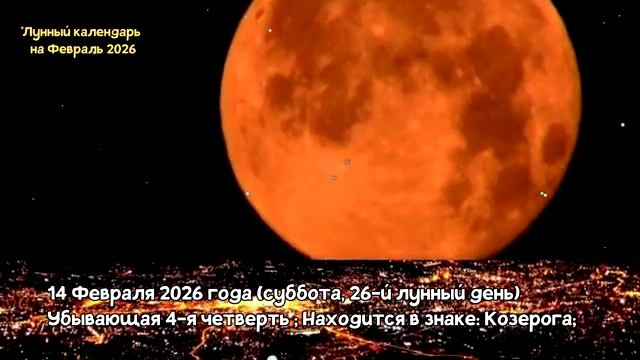 Лунный Календарь на ФЕВРАЛЬ 2026 года смотреть онлайн