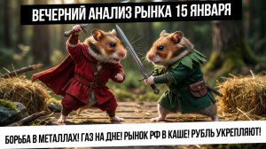 Вечерний анализ рынка 15 января. Борьба в металлах! Газ на дне! Рынок РФ в каше! Рубль укрепляют!