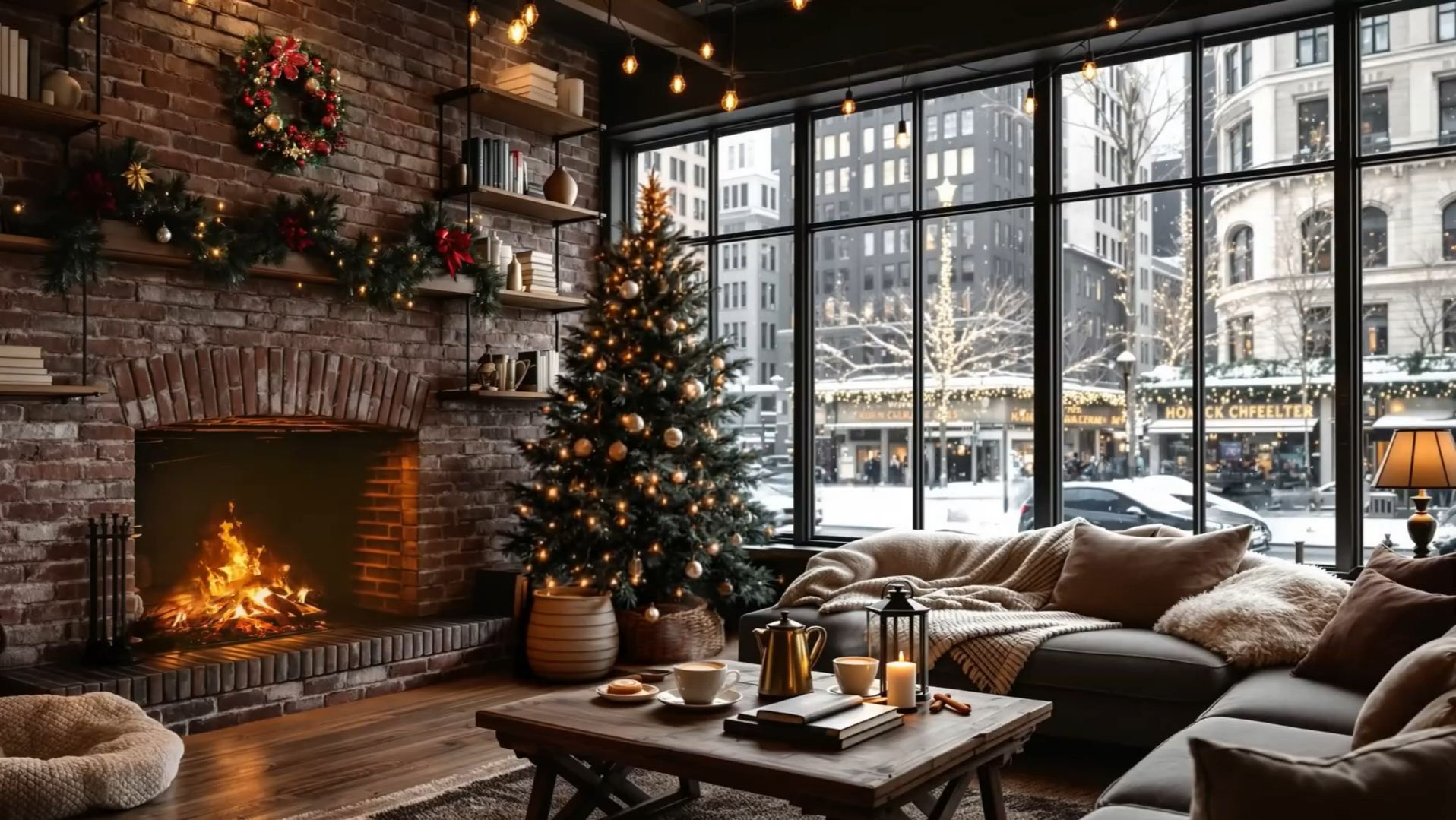 Зимняя кофейня и легкий Джаз смотреть онлайн